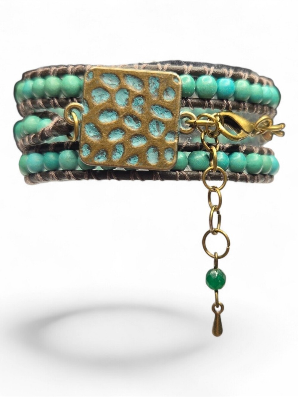 NEW Turquoise Howlite 3 Wrap Bracelet. Adjustable